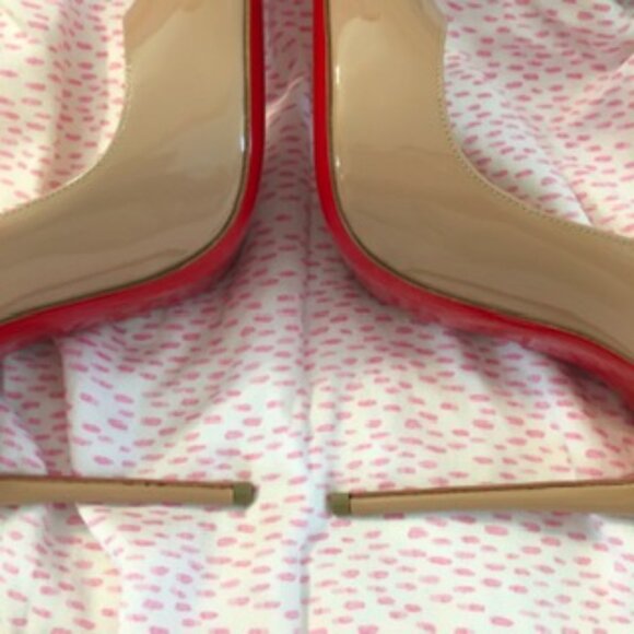 Christian Louboutin "So Kate" Nude Patent Leather Stiletto Pumps - Picture 10 of 15
